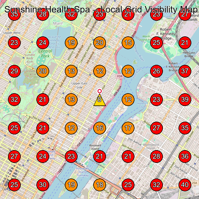 Sunshine Health Spa GeoGrid visibility map for Massage Spa in Queens